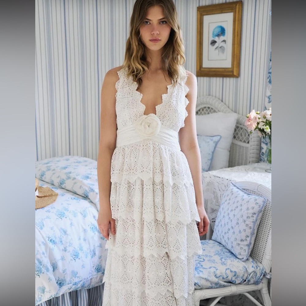 LOVESHACKFANCY Nevis Dress in Off White